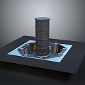 3D Model of Tower Like Structure With Square Platform Base And Multi Layered Design 3d model