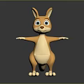 Cute 3D Cartoon Kangaroo Character With Orange White Fur Standing Open Arms