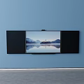 Modern TV Wall Mount Bracket With Scenic Display On Blue Wall 3d model