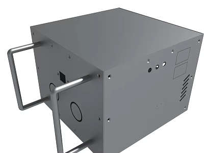 Gray Metal Industrial Equipment Case With Handle Screws And Ventilation Holes 3d model