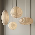 Beige Fabric Chandeliers With Various Shapes For Minimalist Interior Decoration