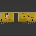 Yellow Union Pacific Model Train Car With Open Door And Identification Numbers