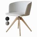 Modern Light Gray Fabric Office Chair With Wooden Tripod Base And Comfortable Design