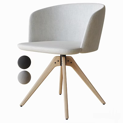 Modern Light Gray Fabric Office Chair With Wooden Tripod Base And Comfortable Design 3d model