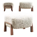 Soft Plush Ottoman with Solid Wooden Legs and Modern Design for Living Room Comfort