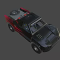 Toy Off Road Truck With Black Red Design Large Tires And Roof Lights