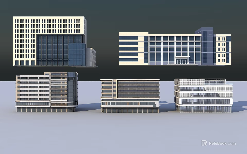 Modern Office Building Architectural Design With Glass Facade And Multi Storey Structure 3d model