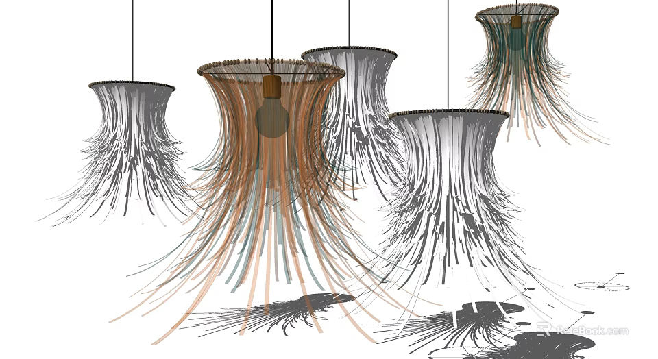 Unique Abstract Chandeliers With Creative Wire Design And Modern Style 3d model 
