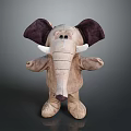Cute Stuffed Elephant Toy With Brown Body Dark Ears White Tusks And Outstretched Arms