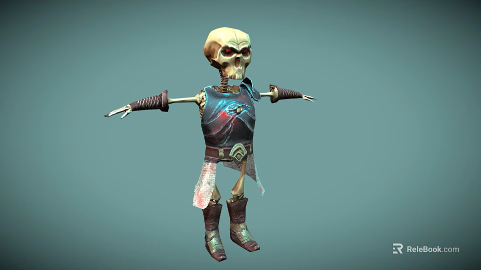 Skeleton Limbs With Wrist Wraps Armor And Decorative Leather Boots Detailed Design 3d model 