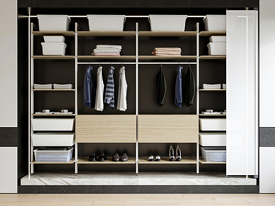 Semi-open wardrobe Modern wardrobe 3d model