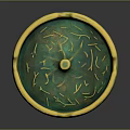 Green And Gold Ceramic Ashtray With Bowl Shape Central Pedestal And Branch Patterns