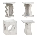 Modern Marble Side Tables With Various Geometric Designs And Elegant Textures 3d model