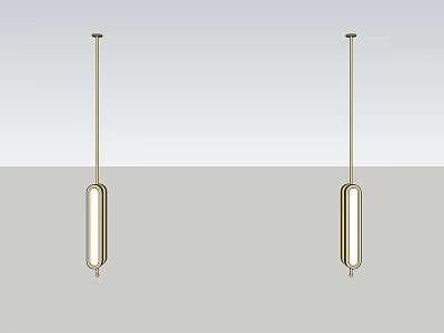 Modern Minimalist Two Pendant Lights With Golden Metal Frame And Rectangular Shade 3d model