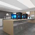 Modern Digital Store Interior With Laptops Desktop Computers And Wooden Display Counters 3d model