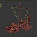 Ancient Ornate Warship With Red Sail Dragon Shaped Prow And Rowing Oars