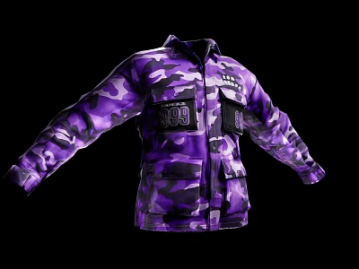 purple camouflage military uniform 3d model