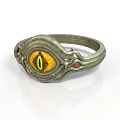 Unique Metal Ring With Yellow Eye Pattern And Red Accents Design 3d model