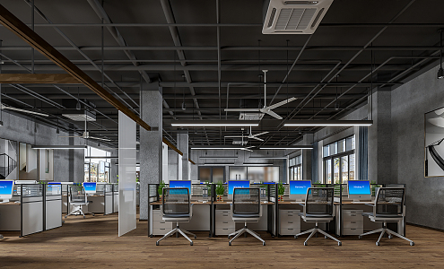 modern public office area open office 3d model