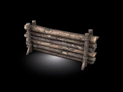 Rustic Wooden Fence Constructed From Logs With Natural Texture And Wooden Structure 3d model
