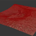 Cartoon Mars Surface Scene With Monument Valley Style Building And Pink Brown Sandy Terrain