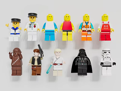 Building Blocks Minifigures Featuring Multiple Characters With Diverse Designs And Colorful Outfits 3d model
