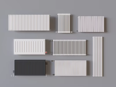 Modern Home Radiators Various Types And Designs White And Black For Interior Heating Solutions 3d model