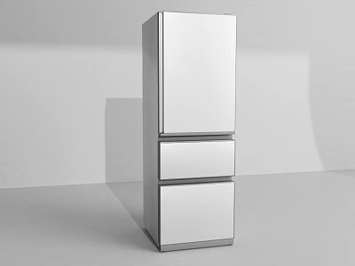 Modern Silver Three Door Refrigerator With Sleek Metal Finish And Contemporary Design 3d model
