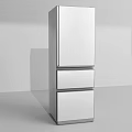 Modern Silver Three Door Refrigerator With Sleek Metal Finish And Contemporary Design