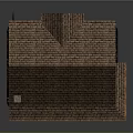Vintage House With Red Brown Tiled Roof Chimney Stone Walls And Wooden Windows