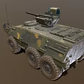 Functional Military Armored Vehicle With Camouflage Paint Six Wheels And Top Mounted Weapon System
