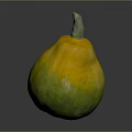 Fresh Round Yellow And Green Gourd With Green Stem On Dark Background