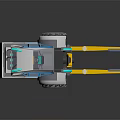 Modern 3D Rendered Forklift With Yellow Forks Gray Cab And Blue Accents