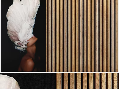 Elegant White Feather Hanging Decorative Pendant With Natural Wooden Texture Design 3d model