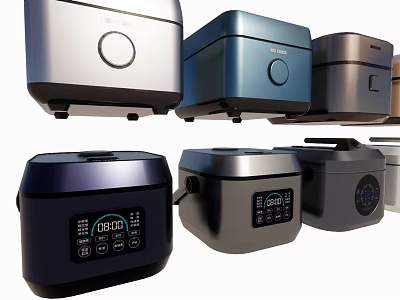 Kitchen Appliances Various Modern Rice Cookers With Digital Displays And Sleek Color Designs 3d model