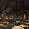 Modern Bar Interior With Wooden Tables Wine Racks Leather Seats And Pendant Lights