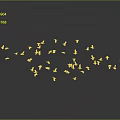 Large Flock of Birds Flying in Gray Sky Forming Natural Pattern