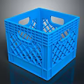 Blue Plastic Storage Crate With Grid Design And Handle Holes For Daily Use