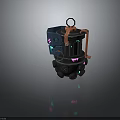 Futuristic Weapon With Blue Orange Purple Neon Accents Mechanical Handle Top Ring And Black Body
