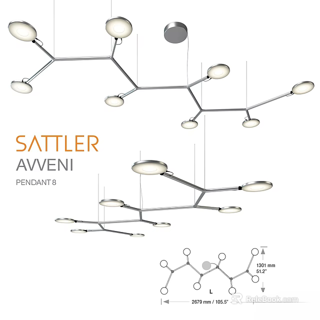 SATTLER AXVENI Pendant9 Modern Branching Design Pendant Light for Interior Spaces 3d model 