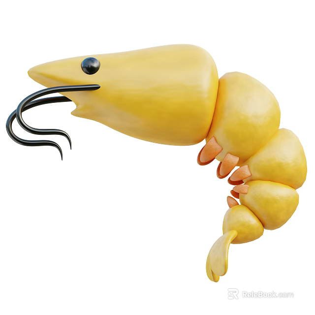 Whole Yellow Fresh Shrimp Delicious Tasty Healthy Seafood Food Option 3d model 