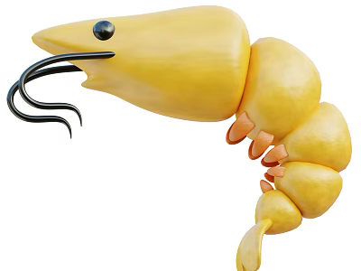 Whole Yellow Fresh Shrimp Delicious Tasty Healthy Seafood Food Option 3d model