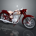 Vintage Red Motorcycle With Beige Seat Classic Design And Reflective Surface