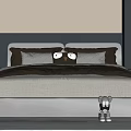 Cute Kids Bed With Stuffed Toys Soft Pillows And Beige Headboard On Carpet Floor