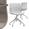 Modern Table and Chair Set With Light Gray Upholstery And Black Metal Rolling Base