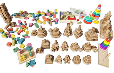 Modern Children's Solid Wood Building Blocks Toys Early Education Toys Lego Building Blocks Lego Solid Wood Tarot Stacking Toys for Children 3d model