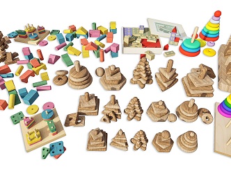 Modern Children's Solid Wood Building Blocks Toys Early Education Toys Lego Building Blocks Lego Solid Wood Tarot Stacking Toys for Children 3d model