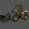 Yellow Functional Construction Loader With Large Tires And Front Bucket 3d model