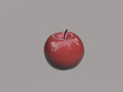 Fresh Juicy Ripe Red Glossy Apple Healthy Fruit with Stem on Gray Background 3d model