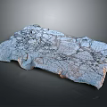 Natural Stone Slab With Light Blue Surface And Unique Natural Texture Patterns 3d model